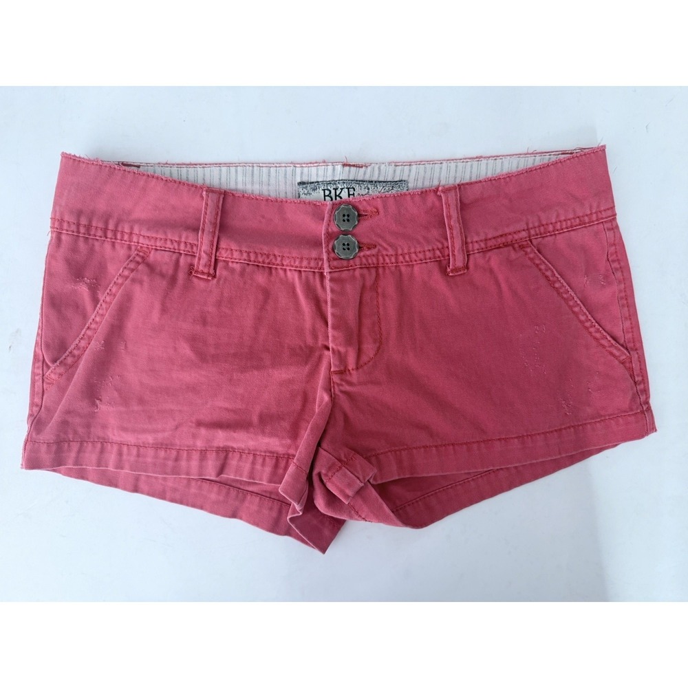 Y2K BKE Thurston Micro Mini Shorts Womens 26 Faded Red‎ Distressed Denim 90s